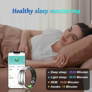 Gifts Christmas for Women Men,Smart Ring for Women Men,Health & Activity Tracker with Heart Rate,Sleep Monitoring/Blood Oxygen/Motion Tracking,Waterproof & No Subscription Required Silver 8