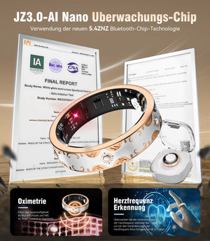 10 Gen Diamond Smart Ring and Wireless Charging Case【Industry Ranking No.1 – 0 Measurement Error】2025 Smart Ring Women for Sleep Monitoring, Wearable Spo2, Compatible with Android and Ios【White 9#】