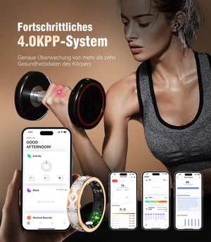 10 Gen Diamond Smart Ring and Wireless Charging Case【Industry Ranking No.1 – 0 Measurement Error】2025 Smart Ring Women for Sleep Monitoring, Wearable Spo2, Compatible with Android and Ios【White 9#】