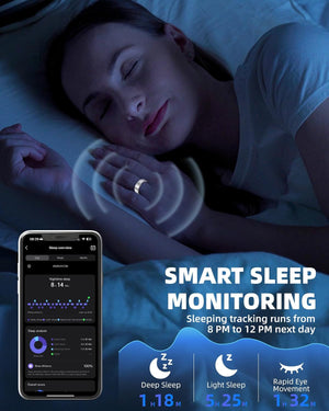 Smart Ring for Women Men Fitness Ring with Step Counting, Heart Rate, Blood Oxygen, Pressure Monitoring, Sleep Monitoring, IP68 Waterproof for Iphone and Android, No Subscription Fee,Silver (#10)