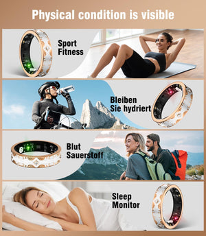 10 Gen Diamond Smart Ring and Wireless Charging Case【Industry Ranking No.1 – 0 Measurement Error】2025 Smart Ring Women for Sleep Monitoring, Wearable Spo2, Compatible with Android and Ios【White 9#】